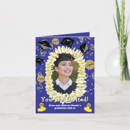 Hawaiianskt examensfirande Lei Foto-inbjudan Kort