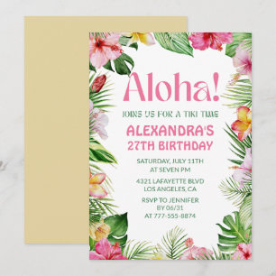 Hawaiianskt födelsedagsinbjudan Tropisk blomster 2 Inbjudningar