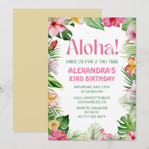 Hawaiianskt födelsedagsinbjudan Tropisk blomster 8 Inbjudningar