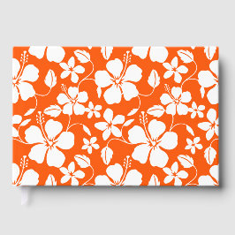 Hawaiianskt Hula (Hibiskus) Mönster i Orange Gästböcker