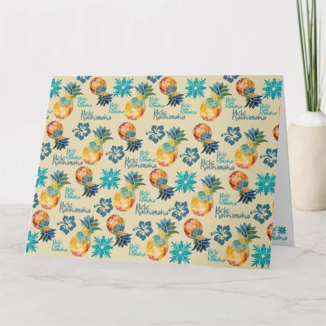Hawaiianskt julkort med ananas Mele Kalikimaka Kort (Framsida)