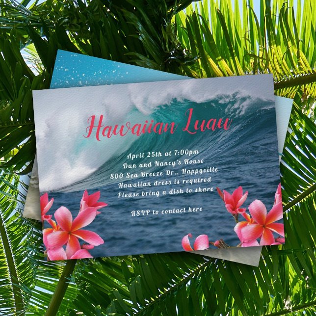 Hawaiianskt Luau-fest Invitation Krusande Vågor Inbjudningar (Skapare uppladdad)