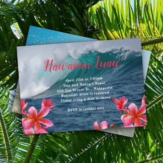 Hawaiianskt Luau-fest Invitation med vågor Inbjudningar