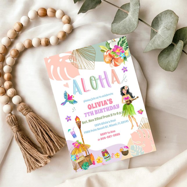 Hawaiianskt Luau Födelsedagsinbjudan Inbjudningar (Skapare uppladdad)
