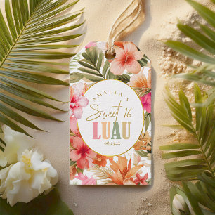 Hawaiianskt Luau Sweet Sixteen Blommönster ID1092 Presentetikett