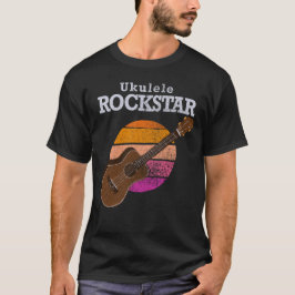 Hawaiianskt Roligt Ukulele Rockstjärna Retro Solne T Shirt