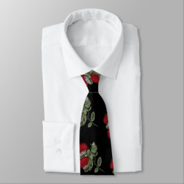 Hawaiianskt rött Lehua akvarell tropiskt blommotiv Slips