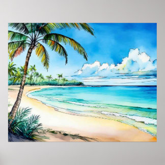Hawaiianskt stranddag poster