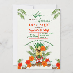 Hawaiianskt Tiki Luau-fest Inbjudningar