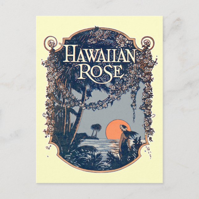 Hawaiianskt vykort med ros (Framsida)