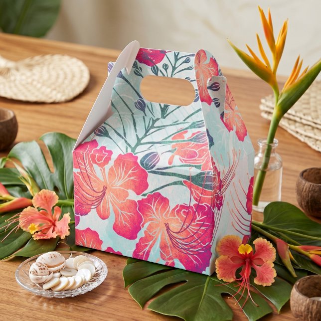 Hawaiiantryck Ohai Alii v2-mönster Presentaskar (ohai alii peacock flower party favor box)