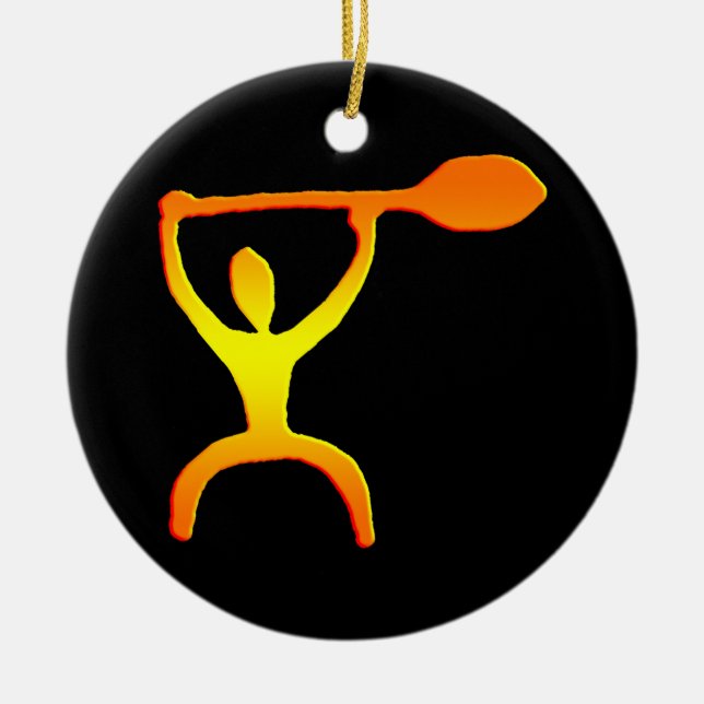 Hawaiibon paddlar manpetroglyphen - prydnad julgransprydnad keramik (Framsidan)