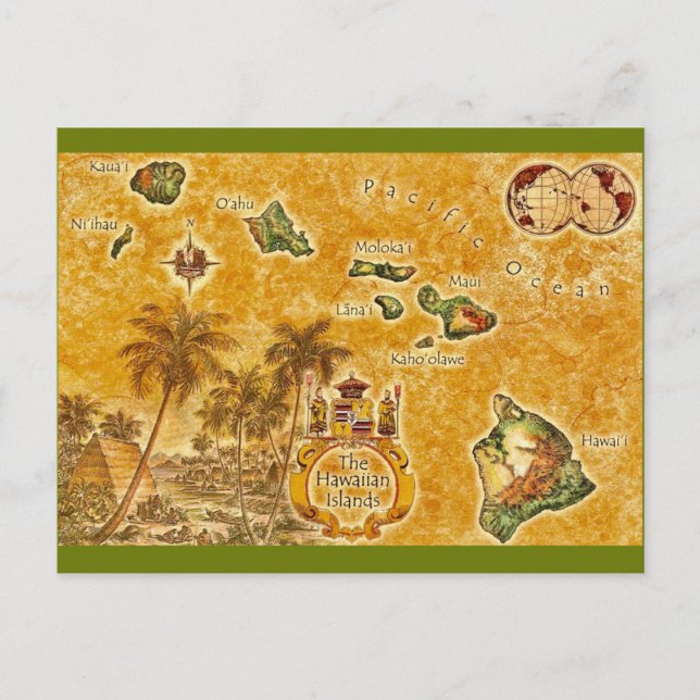 Hawaiiiöarnas Vintagekartapostkort Vykort (Framsida)