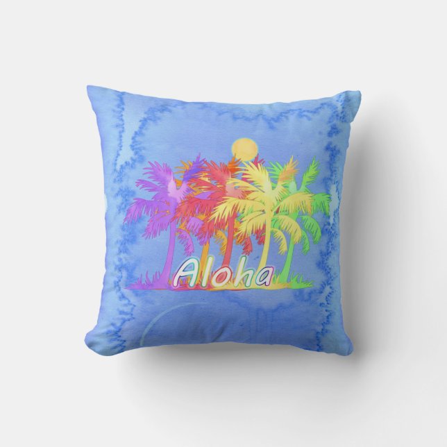 Hawaiin Aloha palmträdvattenfärger Kudde (Framsida)