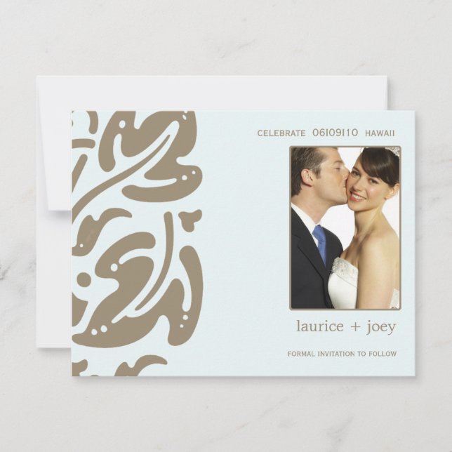 Hawaiin -Save date -Blue Spara Datumet (Framsida)