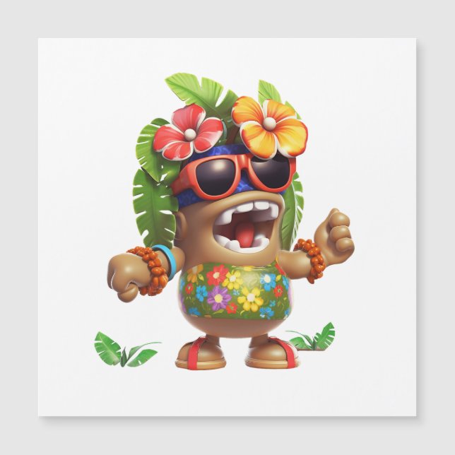 Hawaiin Shirt Guy Magnetisk Inbjudningskort (Framsida)