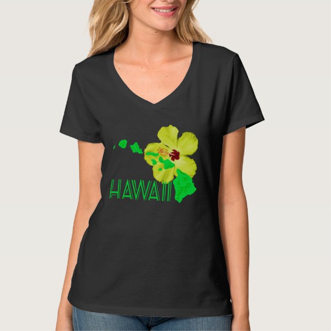 Hawaiiö Hibiskus Blomma T Shirt (Framsida)