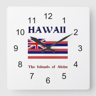 Hawaiis flagga och motto fyrkantig klocka