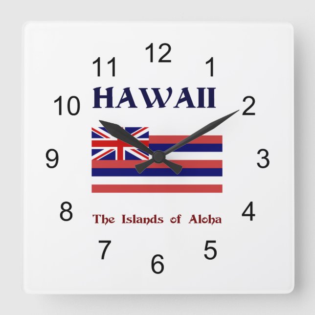 Hawaiis flagga och motto fyrkantig klocka (Framsida)