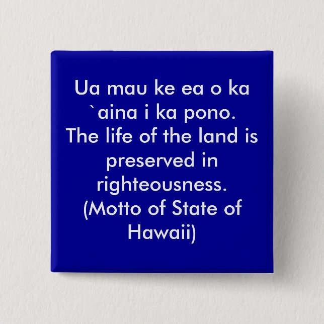 Hawaiis motto knapp (Framsida)