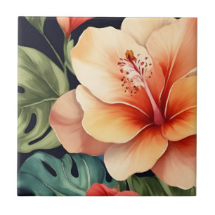 Hawaiisk Blommigt Hibiscus Flower Kakelplatta
