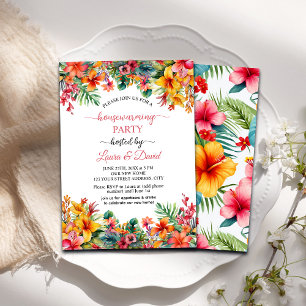 Hawaiisk färggrann Blommigt Houseuppvärmning Party Inbjudningar