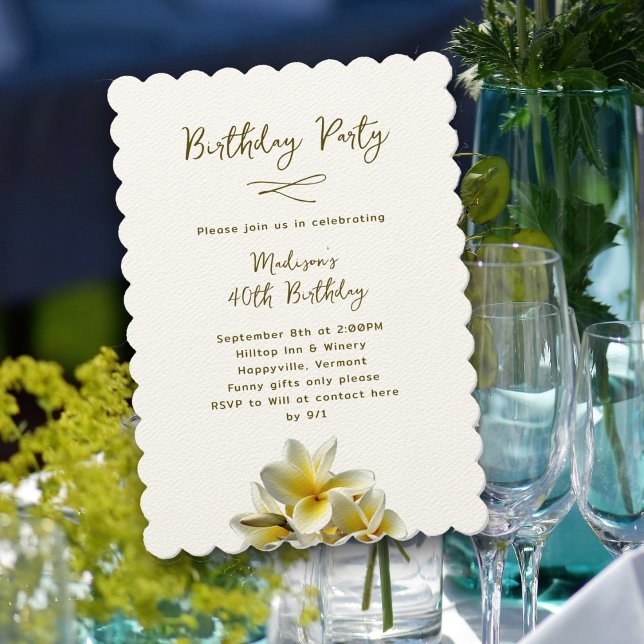 Hawaiisk Gult Plumeria Födelsedagsfest inbjudan (Skapare uppladdad)