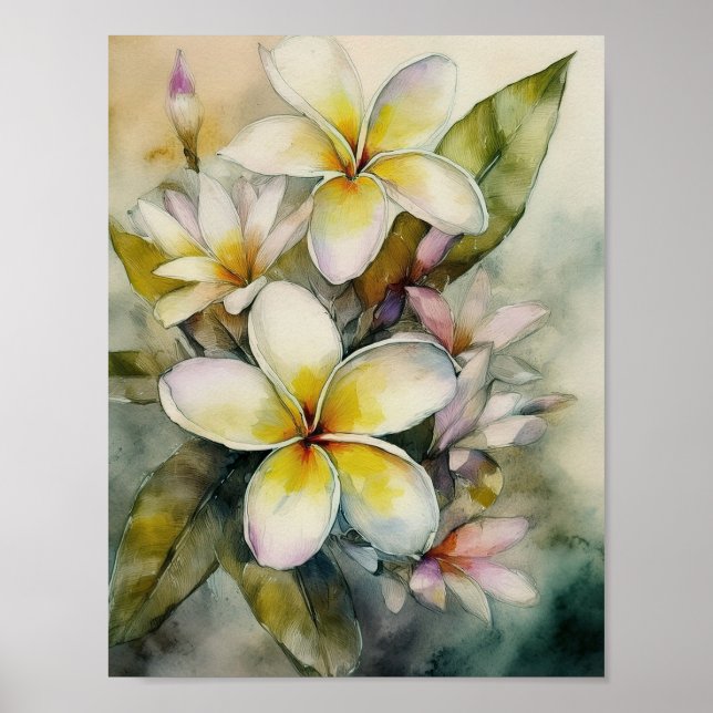 Hawaiisk Gult Plumeria Poster (Framsidan)