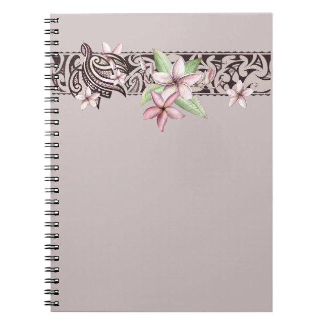 Hawaiisk Honu och Plumeria Notebook Anteckningsbok (Framsidan)