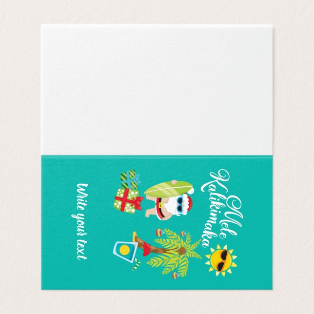 Hawaiisk jul. Jultomten Mele Kalikimaka. Kort (Utsida ovikt)