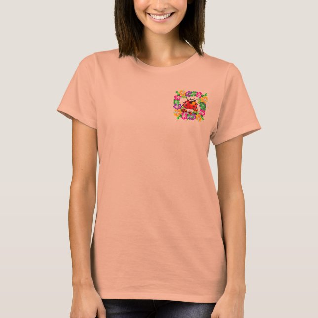 Hawaiisk ladybug med spädbarn på hibiscus blommor tee shirt (Framsida)