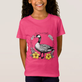 Hawaiisk Nene Illustration med Gult Hibiscus T Shirt