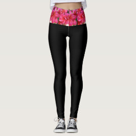Hawaiisk rosa plumeria yoga leggings