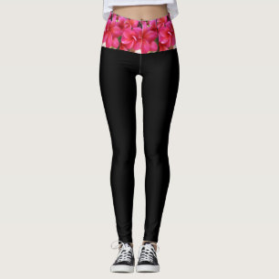 Hawaiisk rosa plumeria yoga leggings