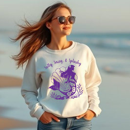 Hawaiisk Sjöjungfru-Salty, Sassy och Splashy Lila T Shirt