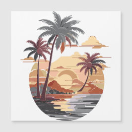 Hawaiisk solnedgång med handflatan träd.