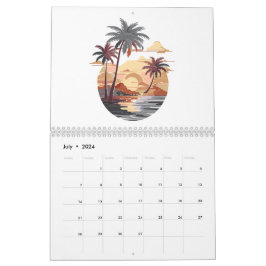 Hawaiisk solnedgång med handflatan träd kalender