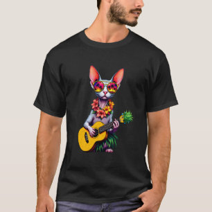 Hawaiisk Sphynx-katt & Ananas-Ukulele Sommarlov T Shirt