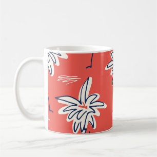 Hawaiisk strandskjorta, Doodle handflatan mönster. Kaffemugg