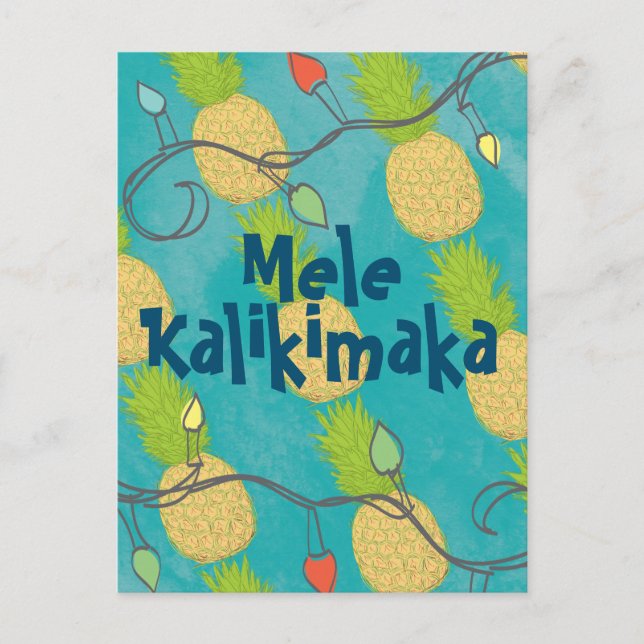 Hawaiisk tropisk ananas Oceanen Ljus Vykort (Framsida)