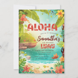 Hawaiisk tropisk Blommigt Birthday Luau Party Inbjudningar