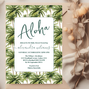 Hawaiisk tropiska greenery babydusch inbjudningar