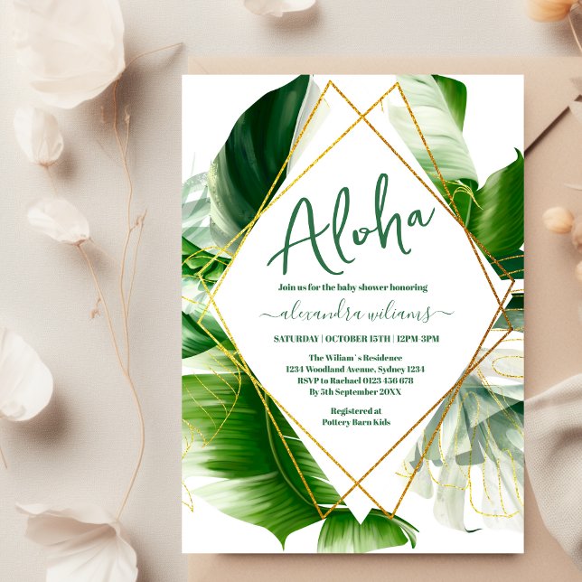 Hawaiisk tropiska greenery babydusch inbjudningar (Skapare uppladdad)