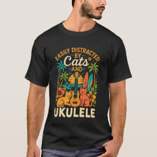 Hawaiisk Ukulele Uke Katt Lätt Distraherad av Katt T Shirt