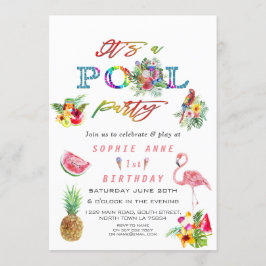 Hawaiiska Blommigten Fruits Birds Bassäng Birthday Inbjudningar