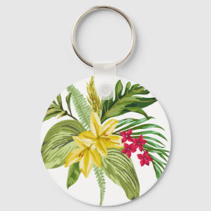 Hawaiiska Gulter och rödblommor Nyckelring