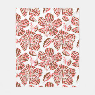 Hawaiiska hibiscus-blommor: bruna tropiska stil. fleecefilt