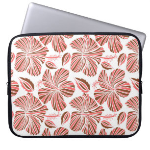 Hawaiiska hibiscus-blommor: bruna tropiska stil. laptop fodral