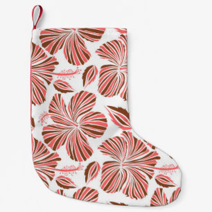 Hawaiiska hibiscus-blommor: bruna tropiska stil. liten julstrumpa