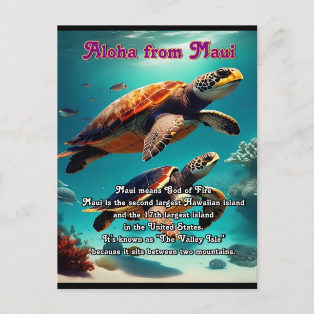 Hawaiiska öarna Maui Aloha Vykort (Framsida)